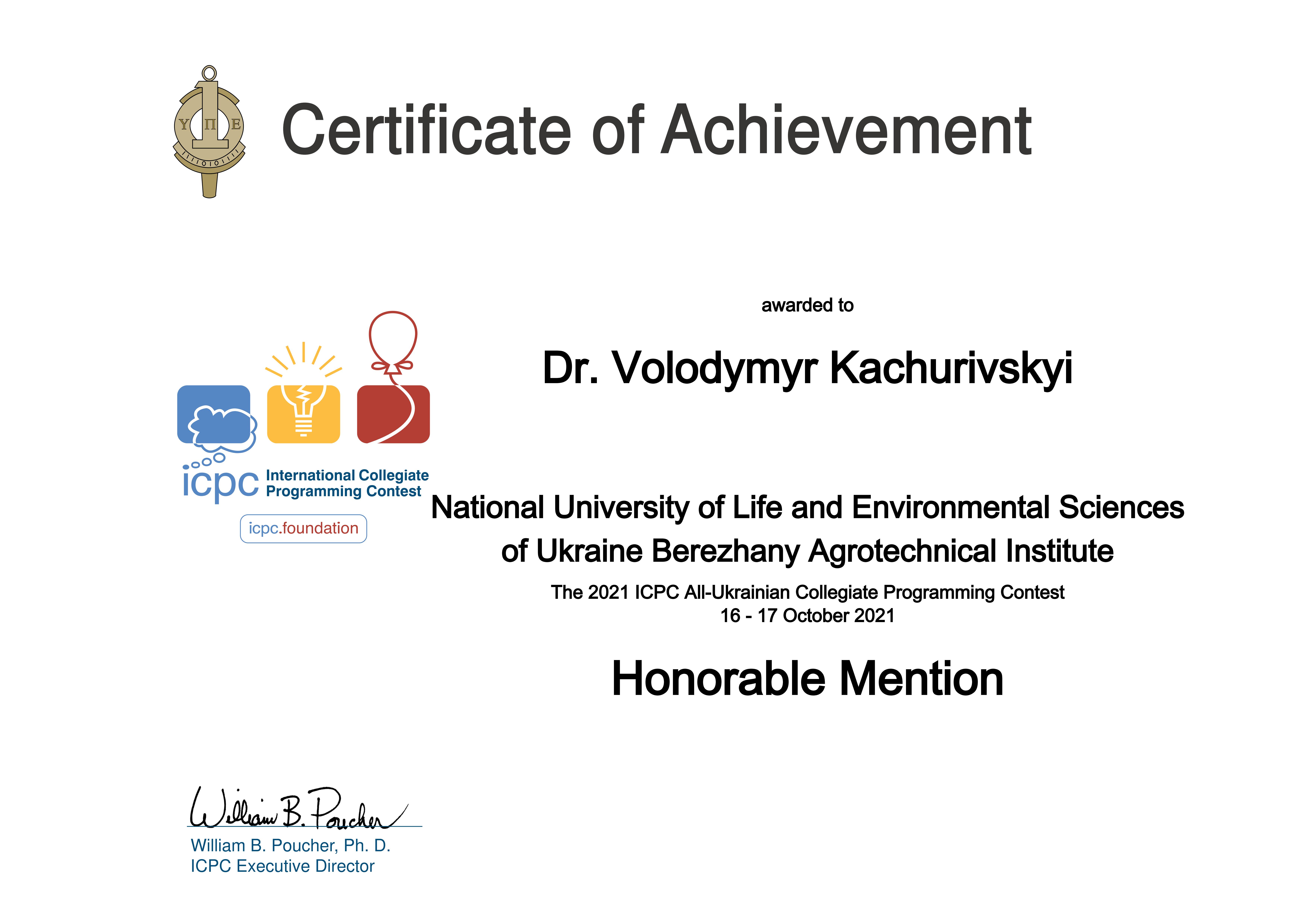2022 Ukrainian Programming Sub Contest Dr. Volodymyr Kachurivskyi PLACE 01